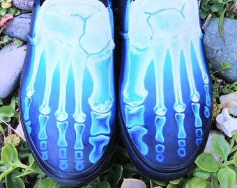Gift for Xray Technician! Custom Painted X-Ray Bones Skeleton Phalanges Design for Shoes- Shoes are not included :) Born at Night