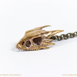 Wyvern Skull Pendant in 3D Printed Bronze