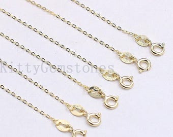 Cadena de plata de ley con baño de oro de 18 quilates, 1,2 mm (14-24 pulgadas)