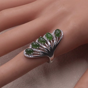 Sterling Silver Ring, Jade Ring, Nephrite Ring, 925 Silver Ring, Gemstone Rings