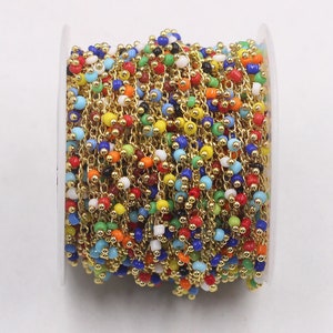 3 mm Mieszane kolory Różańcowe łańcuszki z pozłacanymi -- fasetowany kryształ czeski szklany łańcuszek z koralikami ręcznie robiony materiał do rękodzieła CQA-035-53