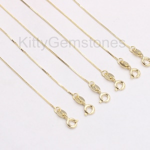 14-24" Sterling Silver Box Chain Necklaces, 18K Gold Vermeil Plated, 925 Silver Charms Wholesale For Bridesmaid Gift Party