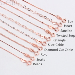 18" Sterling Silver Chain Rose Gold Plated Necklaces -- 925 Silver Charms Wholesale For Bridesmaid Gift Party