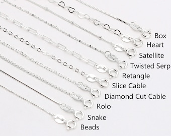 18" Sterling Silver Chain Finished Necklaces -- 925 Silver Charms Wholesale For Bridesmaid Gift Party