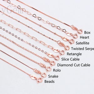 18&quot; Sterling Silver Chain Rose Gold Plated Necklaces -- 925 Silver Charms Wholesale For Bridesmaid Gift Party
