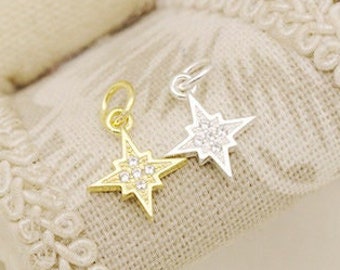 10mm Sterling Silver Star Charm -- 925 Silver Charms Wholesale For Bridesmaid Gift Party