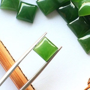 Cabohon de Jade Natural, Nefrita para Fabricação de Joias, 4 mm 5 mm 8 mm 10 mm Quadrado