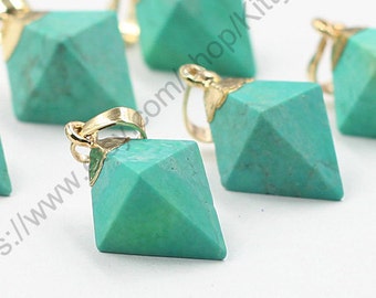 Turquoise Charms -- With Electroplated Gold Edge Pendant Wholesale Supplies KG048-4
