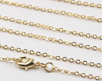18-24" Cable Chains Gold Plated Necklace With Losbter Clasp Wholesale Bulk Sale Supply