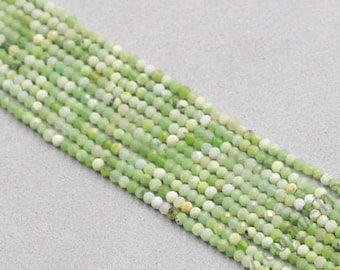 2 mm facettierte grüne Türkis Perlen, echter Edelsteinstrang