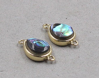 12mm Abalone Shell Pendants -- With Electroplated Gold Edge Charms Wholesale Supplies YHA-112