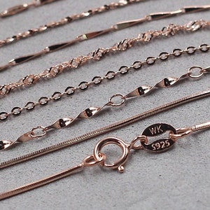 925 Sterling Silver Rose Gold Plated Chain Necklaces -- 925 Silver Charms Wholesale For Bridesmaid Gift Party YJ-150379