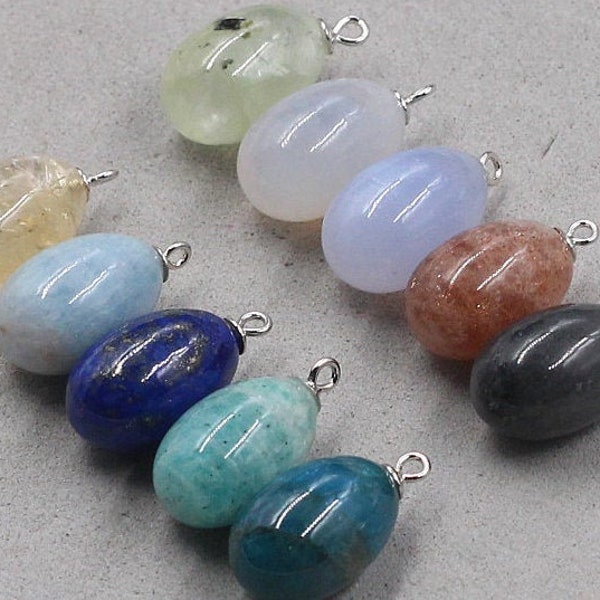 15mm Sterling Silver Smooth Gemstone Charm -- 925 Silver Charms Wholesale For Bridesmaid Gift Party YHA-112