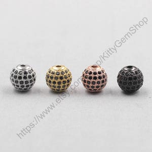 1 Stück, 10mm Pave Zirkon Perlen Gold Silber Rose Gold Schwarz Gold überzogen für Schmuckherstellung Handwerk Liefert Großhandel Charms