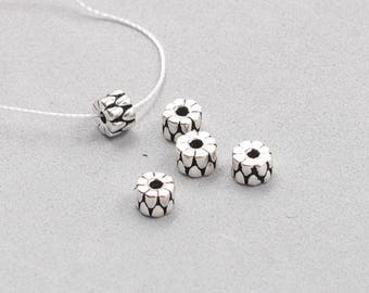 1Pcs, 6mm Sterling Silver Rondelle Beads -- 925 Silver Antique Tibetan Style Bead Wholesale For Bridesmaid Gift Party