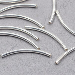 2*30 mm スターリングシルバー カーブチューブ - 925 シルバーチャーム 卸売 ブライズメイドギフトパーティー用 JD-027