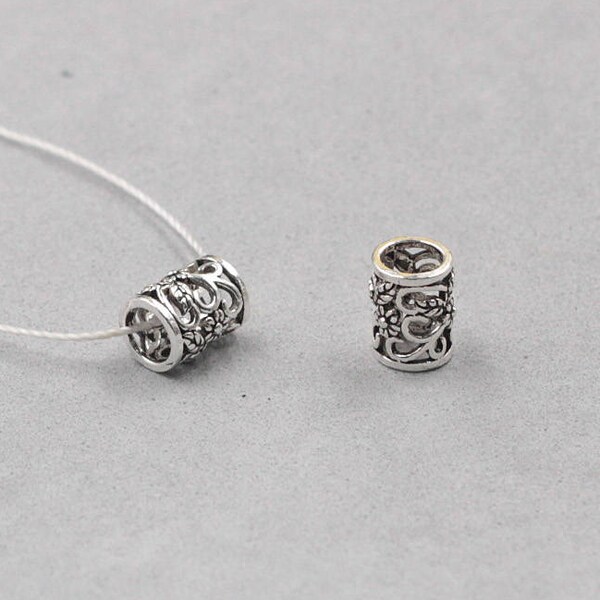 6mm Sterling Silver Tube Beads -- 925 Silver Antique Tibetan Style Bead Wholesale For Bridesmaid Gift Party