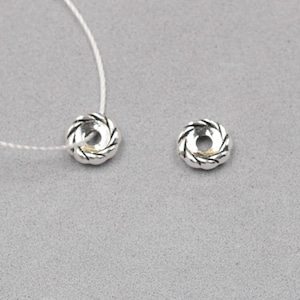 2Pcs, 8mm Sterling Silver Coin Beads -- 925 Silver Antique Tibetan Style Bead Wholesale For Bridesmaid Gift Party