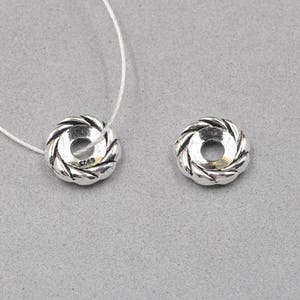 2Pcs 11.5mm Sterling Silver Coin Beads -- 925 Silver Antique Tibetan Style Bead Wholesale For Bridesmaid Gift Party