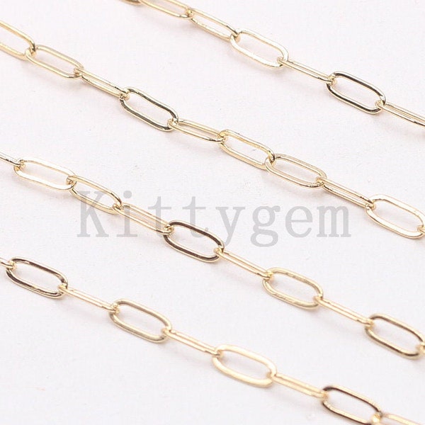 3*7mm 14K Gold Plated Rectangle Chains Wholesale, Link Chain Bulk Sale Craft Supply Gold Plated Accessory Charm CQA-073