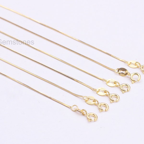 16-18" Sterling Silver Snake Chain Necklaces, 18K Gold Vermeil Plated, 925 Silver Charms Wholesale For Bridesmaid Gift Party