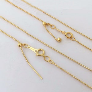 14K Gold Filled 1mm Beaded Adjustable Necklaces, 18.5 22 Inches, Gold Filled Chains, For Bridesmaid Gift Party Necklace Making