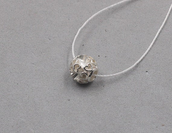 1pcs, 10mm Sterling Silver Heart Beads -- 925 Silver Bead