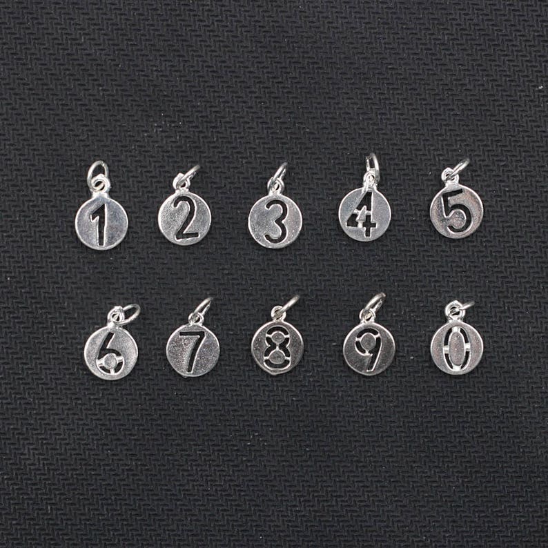 Sterling Silver Number Pendants 10x10x1.4mm 925 Silver Etsy