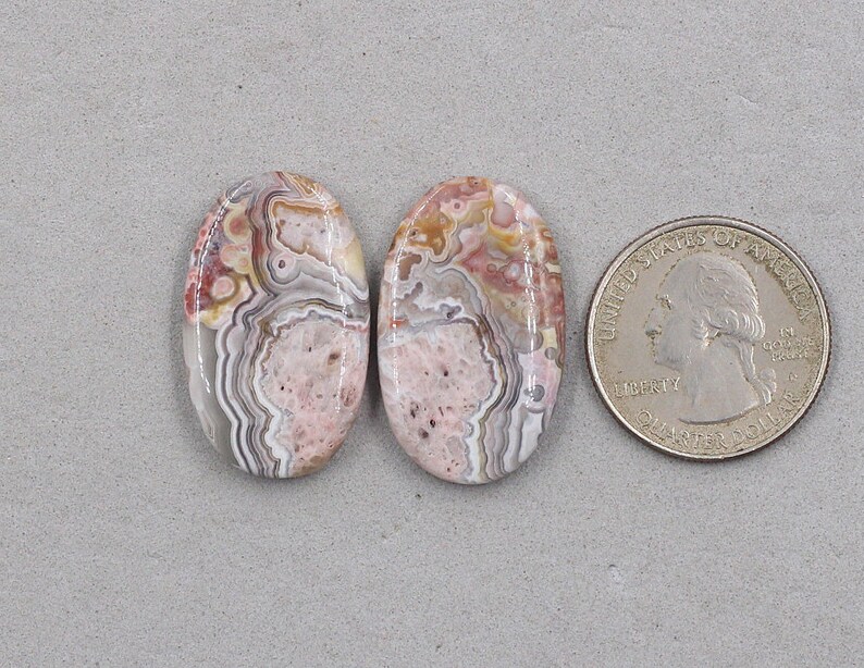 Natural Gemstone Supply For Handmade Earrings Jewelry DJ-118 30mm Designer Cabochon Pair Crazy Lace Agate