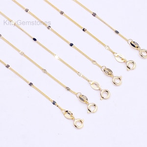 Colares de corrente satélite plana de prata esterlina de 16-18&quot;, banhados a ouro vermeil 18K, pingentes de prata 925, atacado para presente de madrinha de casamento