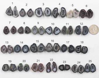 20mm Natural Geode Pairs -- With Sparkling Druzy Drusy Cabochon Cab Wholesale For Designer YHA-308-1