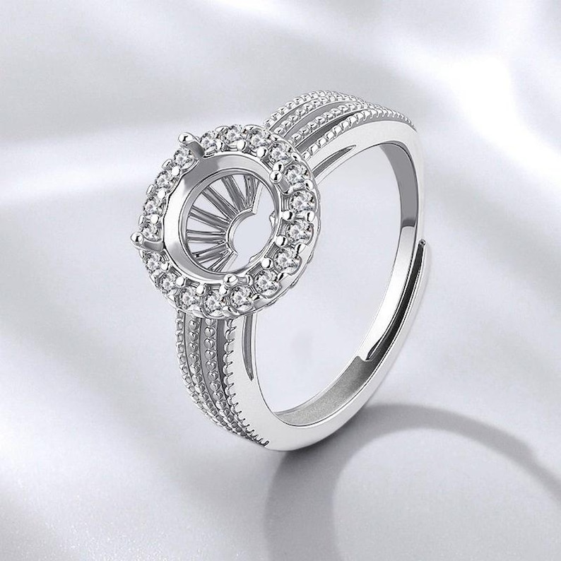 High Setting Rings Round 8mm Round Sterling Silver Ring Settings - Etsy