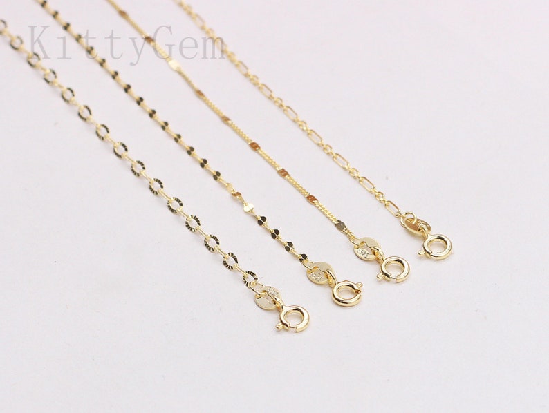 18 Sterling Silver 18K Gold Vermeil Plated Chain Necklaces 925 Silver Charms Wholesale For Bridesmaid Gift Party image 10