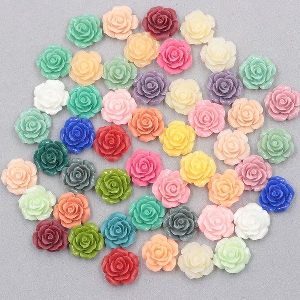 10Pcs, 19mm Rose Cabochons en résine fleur / Lot mixte résine fleurs fournitures gros SZ-001-1