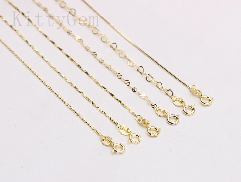 18 Sterling Silver 18K Gold Vermeil Plated Chain Necklaces 925 Silver Charms Wholesale For Bridesmaid Gift Party image 8