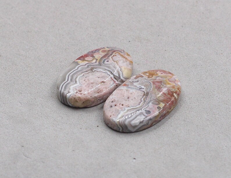 Natural Gemstone Supply For Handmade Earrings Jewelry DJ-118 30mm Designer Cabochon Pair Crazy Lace Agate