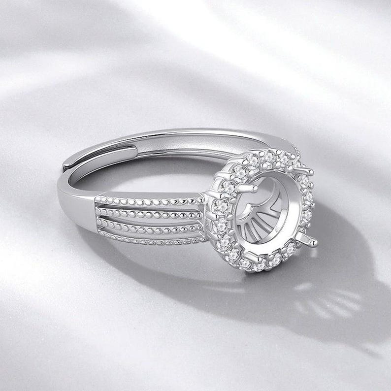 High Setting Rings Round 8mm Round Sterling Silver Ring Settings - Etsy