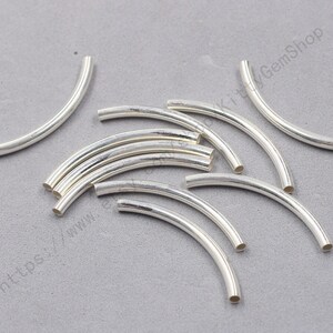 3*40mm Sterling Silver Curved Tube -- 925 Silver Charms Wholesale For Bridesmaid Gift Party JD-027