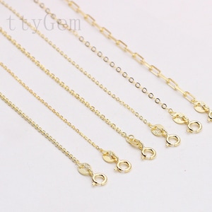 18 Sterling Silver 18K Gold Vermeil Plated Chain Necklaces 925 Silver Charms Wholesale For Bridesmaid Gift Party image 4