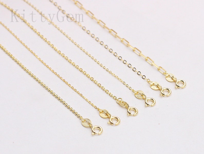 18 Sterling Silver 18K Gold Vermeil Plated Chain Necklaces 925 Silver Charms Wholesale For Bridesmaid Gift Party image 4