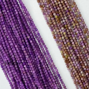 2 Strands Natural Lepidolite Beads, Purple Lepidolite Faceted Bead, Gemstone Beads Wholesale Supplies