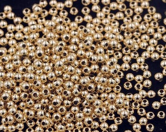 14K Gold Filled Round Beads, 2.5mm Gold Filled Beads, For DIY Gold Filled Bracelet Necklace Making