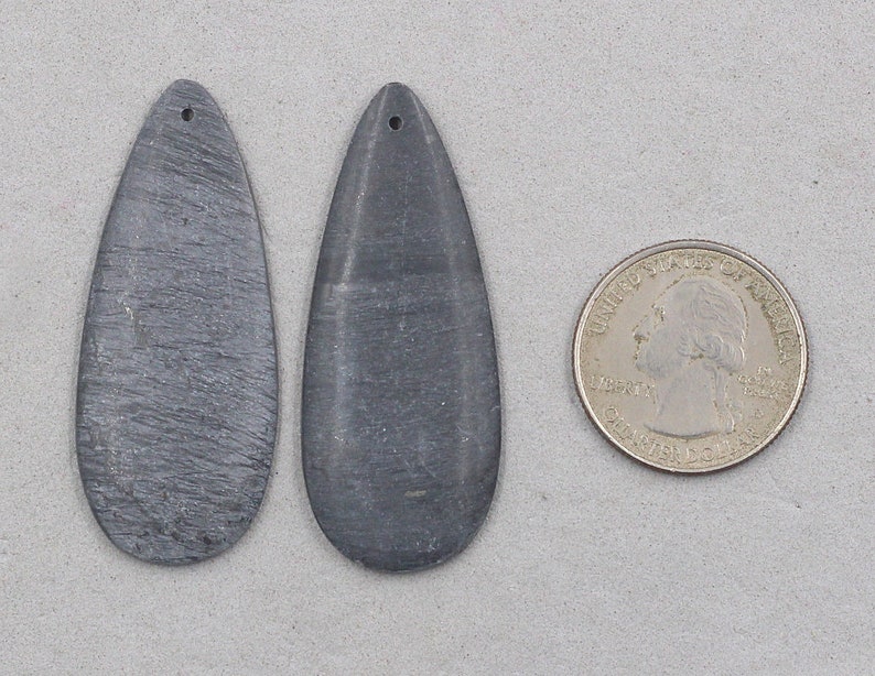 42mm Black Jasper Pair Natural Gemstone Supply For Handmade Earrings Jewelry DJ-022