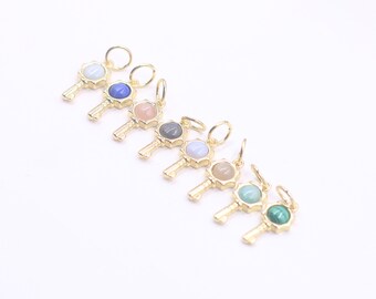 20mm Gemstone Teardrop Charms, Waterdrop Charms, Necklace Charms, Gemstone Pendants, Gold Edge Gemstone YHA-112