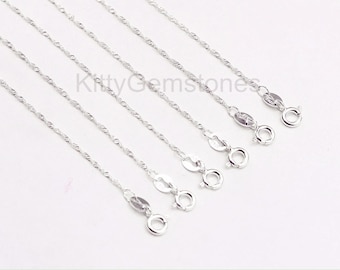 16-24" Sterling Silver Wave Chain Necklaces, 925 Silver Charms Wholesale For Bridesmaid Gift Party