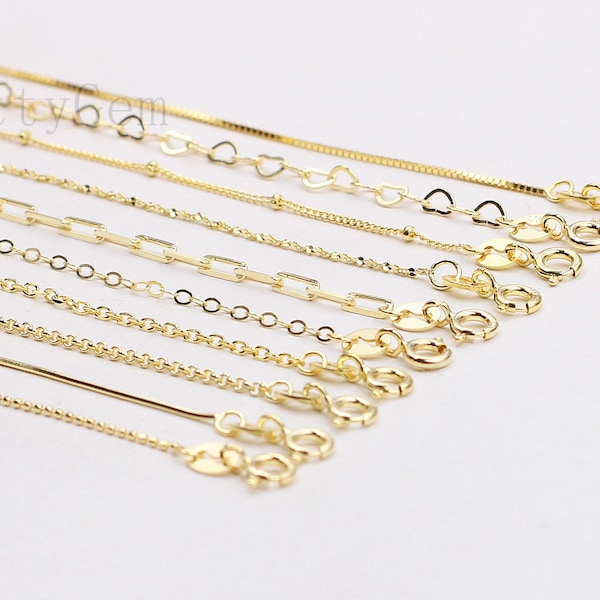 925 Sterling Silver 18K Gold Vermeil Plated Chain Necklaces -- 925 Silver Charms Wholesale For Bridesmaid Gift Party