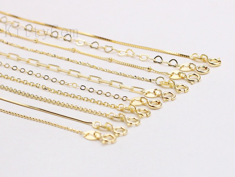 18 Sterling Silver 18K Gold Vermeil Plated Chain Necklaces 925 Silver Charms Wholesale For Bridesmaid Gift Party image 2