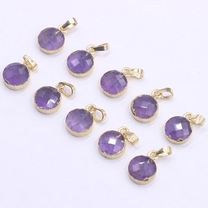 10mm Amethyst Round Faceted Charms, Round Charms, Round Amethyst Charms, Amethyst Earrings Charms, Earring Charms KG075-4