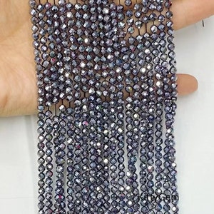 2 Strands Natural Terahertz Beads, Gray Terahertz Faceted Bead, Gemstone Beads For Necklaces Bracelets Earrings Making Wholesale Supplies
