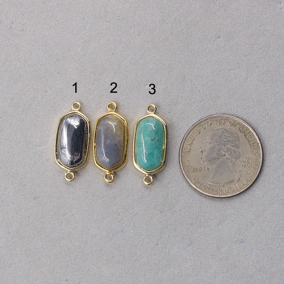 18mm Gemstone Connectors With Electroplated Gold Bezel Etsy